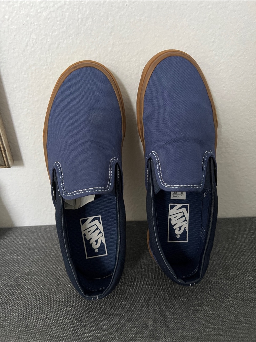 Vans Slip-On Canvas Loafers in Navy with Gum Sole M 6.5 / W 8